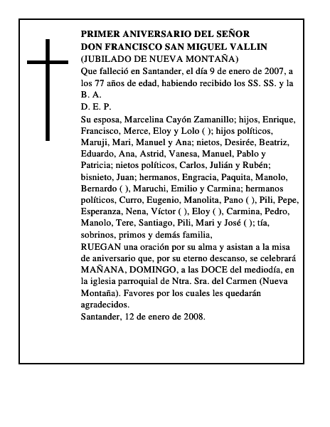 DON FRANCISCO SAN MIGUEL VALLIN