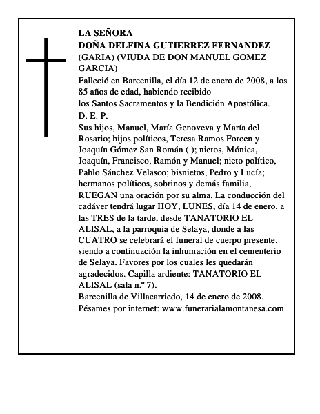 DOÑA DELFINA GUTIERREZ FERNANDEZ