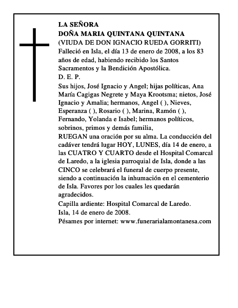 DOÑA MARIA QUINTANA QUINTANA