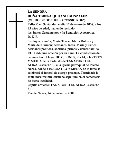 DOÑA TERESA QUIJANO GONZALEZ