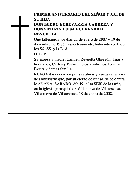DON ISIDRO ECHEVARRIA CARRERA Y DOÑA MARIA LUISA ECHEVARRIA REVUELTA
