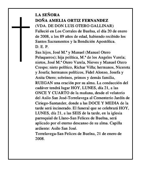 DOÑA AMELIA ORTIZ FERNANDEZ