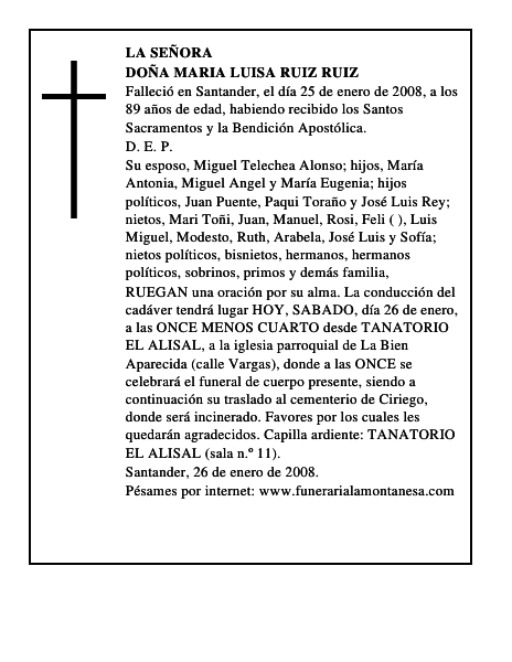 DOÑA MARIA LUISA RUIZ RUIZ