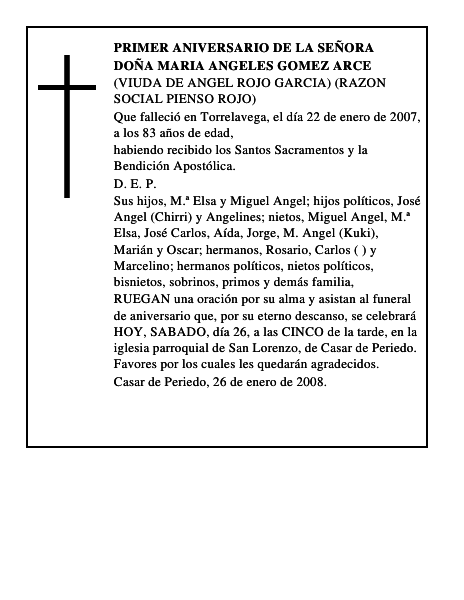 DOÑA MARIA ANGELES GOMEZ ARCE