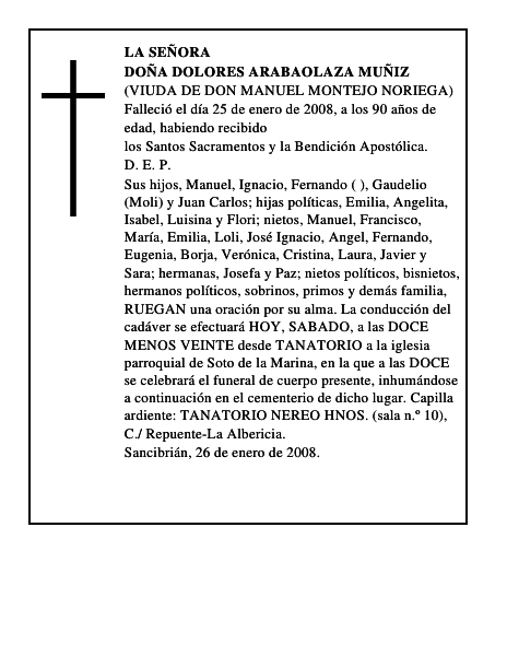 DOÑA DOLORES ARABAOLAZA MUÑIZ