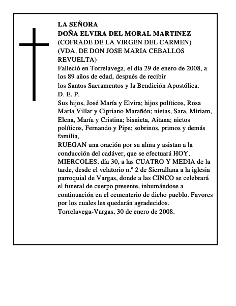 DOÑA ELVIRA DEL MORAL MARTINEZ