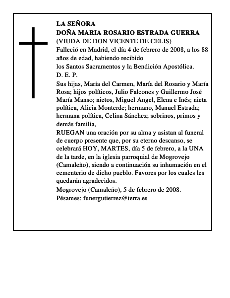 DOÑA MARIA ROSARIO ESTRADA GUERRA
