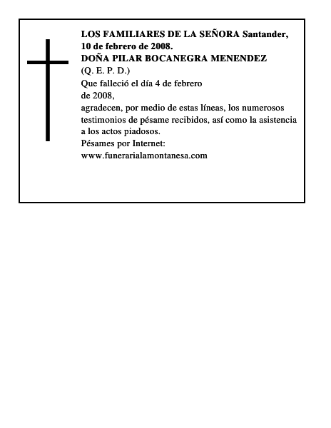 DOÑA PILAR BOCANEGRA MENENDEZ