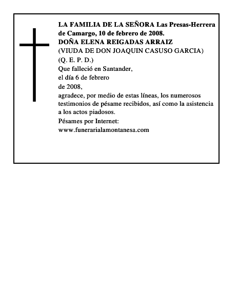 DOÑA ELENA REIGADAS ARRAIZ