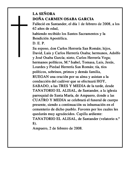 DOÑA CARMEN OSABA GARCIA