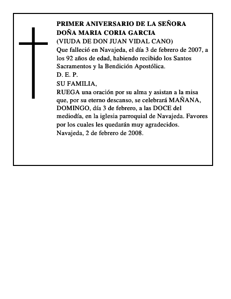 DOÑA MARIA CORIA GARCIA