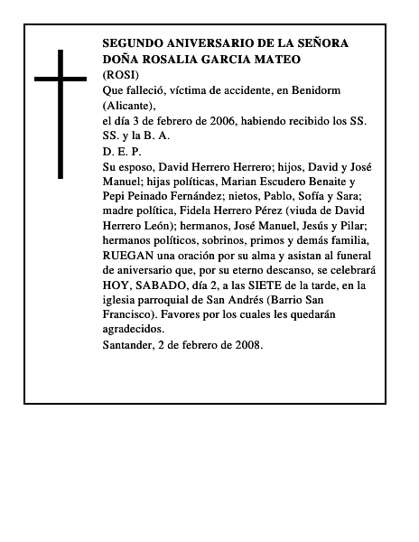 DOÑA ROSALIA GARCIA MATEO