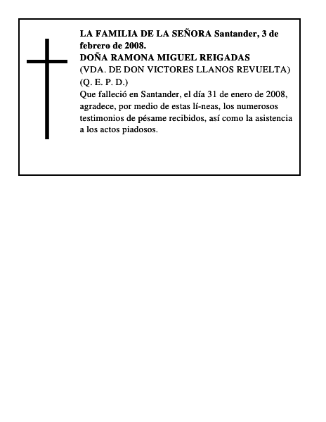 DOÑA RAMONA MIGUEL REIGADAS