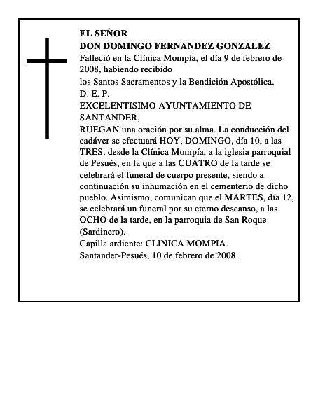 DON DOMINGO FERNANDEZ GONZALEZ