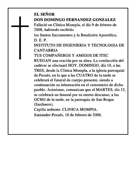 DON DOMINGO FERNANDEZ GONZALEZ