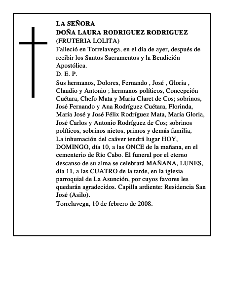 DOÑA LAURA RODRIGUEZ RODRIGUEZ