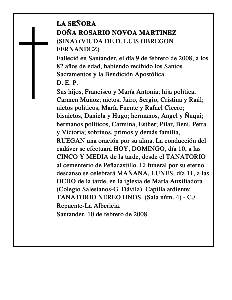 DOÑA ROSARIO NOVOA MARTINEZ