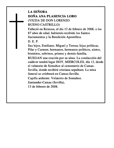 DOÑA ANA PLASENCIA LOBO