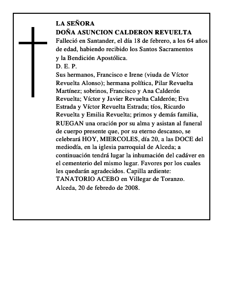 DOÑA ASUNCION CALDERON REVUELTA