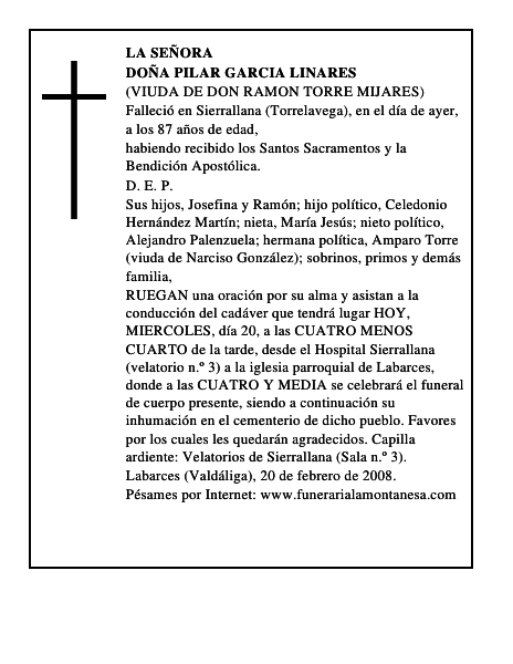 DOÑA PILAR GARCIA LINARES