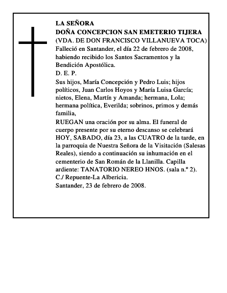 DOÑA CONCEPCION SAN EMETERIO TIJERA