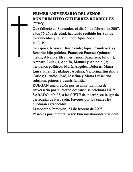 DON PRIMITIVO GUTIERREZ RODRIGUEZ