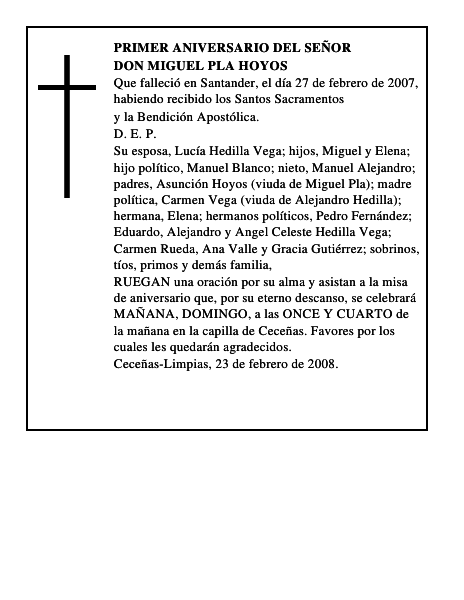 DON MIGUEL PLA HOYOS