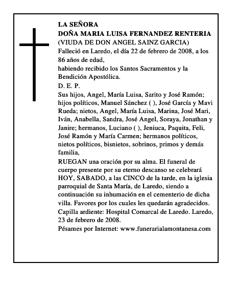 DOÑA MARIA LUISA FERNANDEZ RENTERIA