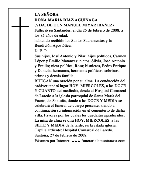 DOÑA MARIA DIAZ AGUINAGA