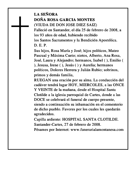 DOÑA ROSA GARCIA MONTES