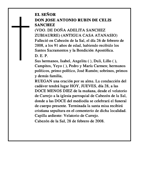DON JOSE ANTONIO RUBIN DE CELIS SANCHEZ