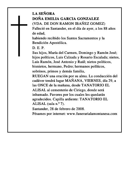 DOÑA EMILIA GARCIA GONZALEZ