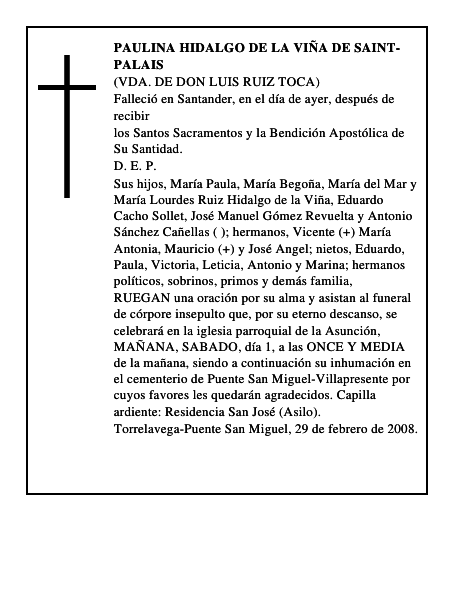 PAULINA HIDALGO DE LA VIÑA DE SAINT-PALAIS