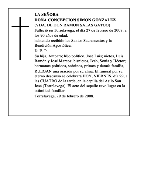 DOÑA CONCEPCION SIMON GONZALEZ