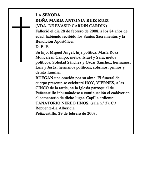 DOÑA MARIA ANTONIA RUIZ RUIZ
