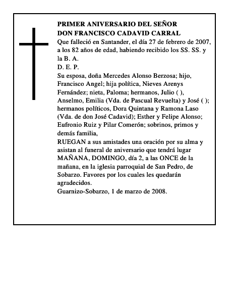 DON FRANCISCO CADAVID CARRAL
