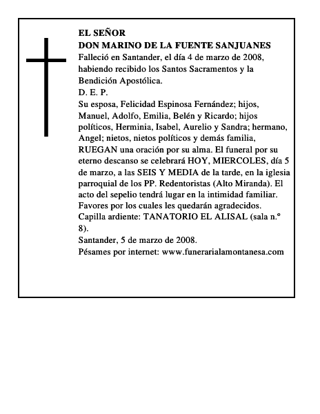 DON MARINO DE LA FUENTE SANJUANES