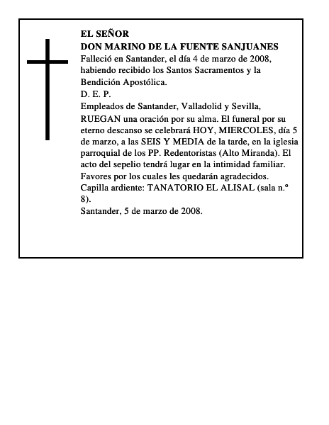 DON MARINO DE LA FUENTE SANJUANES
