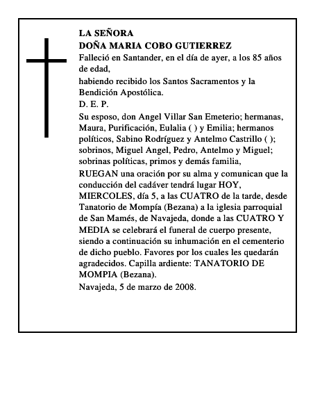 DOÑA MARIA COBO GUTIERREZ