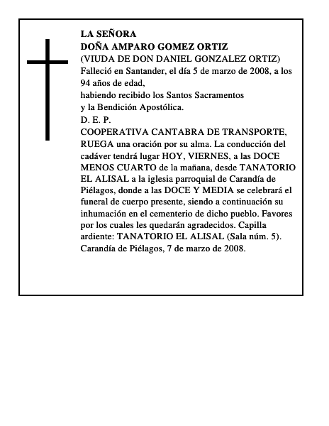 DOÑA AMPARO GOMEZ ORTIZ