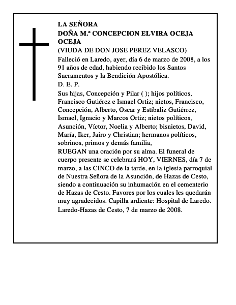 DOÑA M.ª CONCEPCION ELVIRA OCEJA OCEJA