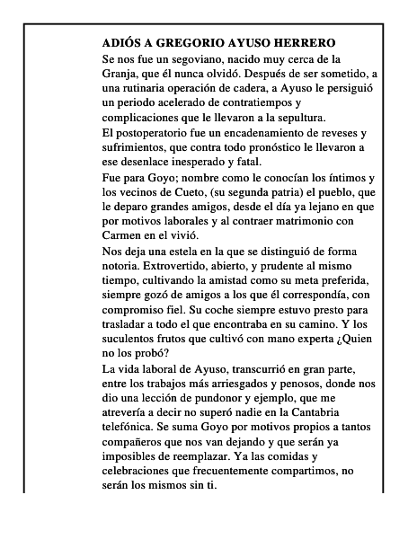 Adiós a Gregorio Ayuso Herrero