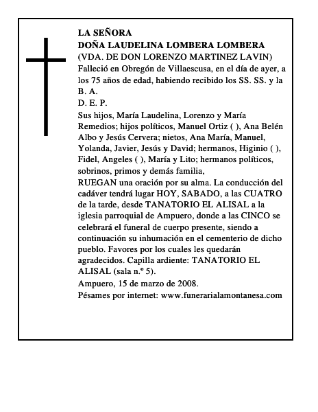 DOÑA LAUDELINA LOMBERA LOMBERA