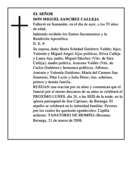 DON MIGUEL SANCHEZ CALLEJA