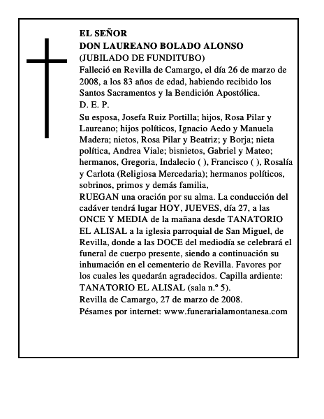 DON LAUREANO BOLADO ALONSO