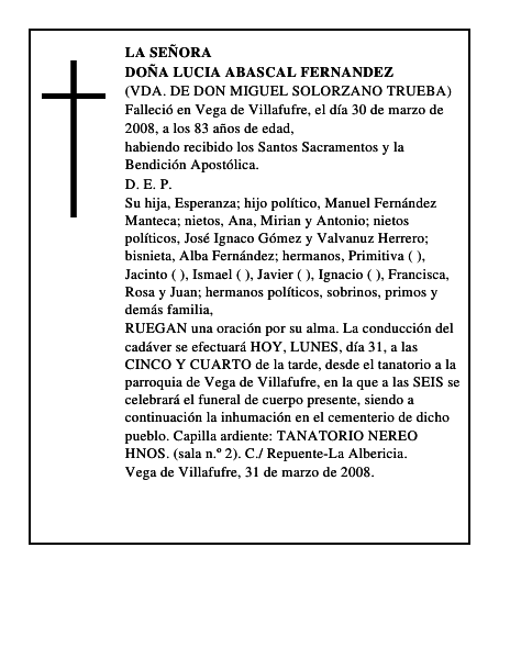 DOÑA LUCIA ABASCAL FERNANDEZ