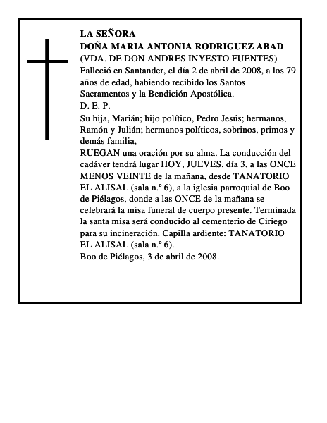 DOÑA MARIA ANTONIA RODRIGUEZ ABAD
