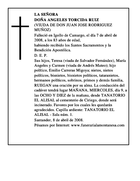 DOÑA ANGELES TORCIDA RUIZ