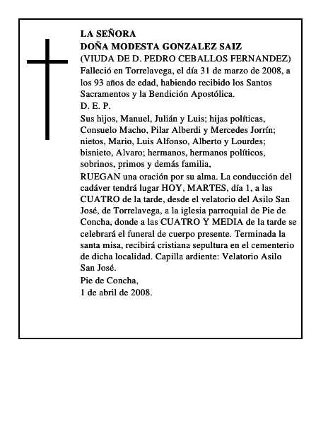 DOÑA MODESTA GONZALEZ SAIZ