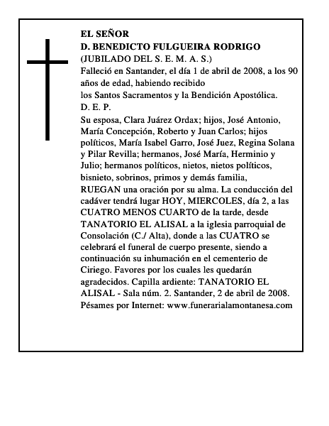 D. BENEDICTO FULGUEIRA RODRIGO